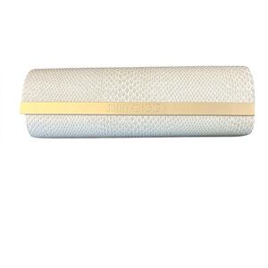 Jimmy Choo White Faux Snakeskin Magnetic Sunglasses Case & Logo Cloth EUC